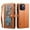 Brown, variant on ELEHOLD Zipper Wallet Case for iPhone 15 Pro Max, Special Leaf Pattern with Card Holders Zipper Pocket Kickstand Detachable Shoulder Strap Handstrap Shockproof Case for iPhone 15 Pro Max,Brown