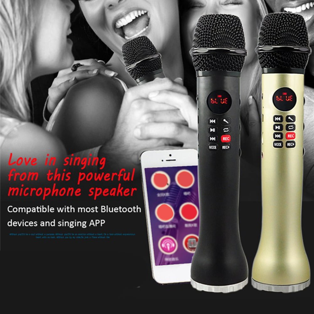 Deyuer 3 in 1 Wireless Karaoke Bluetooth-compatible Speaker Handheld Singing Recording Microphone