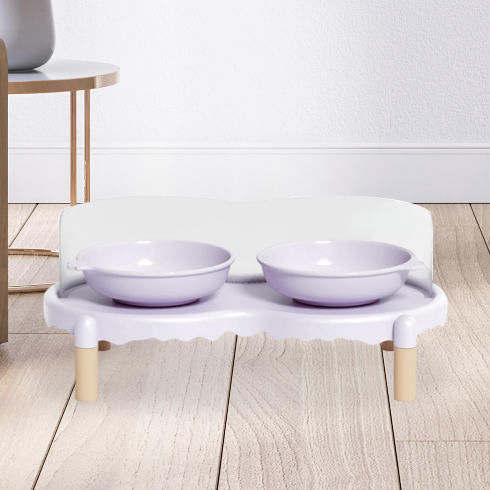 CarpNettore Ceramic Elevated Cat Bowls with Non Slip Stand Raised Feeding Station Raised Cat Purple