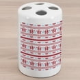 thumbnail image 1 of Nordic Ceramic Toothbrush Holder, Christmas Pattern with Winter Inspirations Scandinavian Motifs European, Decorative Versatile Countertop for Bathroom, 4.5" X 2.7", Red Sky Blue White, 1 of 4