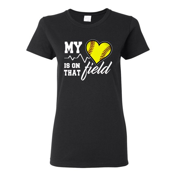 Wild Bobby, My Heart Is On That Tennis Field, Sports, Women Graphic Tee, Black, Small