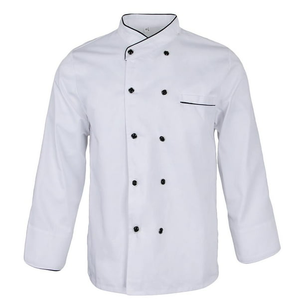 Chaqueta de chef unisex de manga larga para restaurantes y hoteles. Blanco L