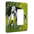 thumbnail image 1 of KuzmarK™ 2 Gang Single Toggle / Single Duplex Rocker Wall Plate - Black Spotted Greyhound Abstract Dog Art by Denise Every, 1 of 1