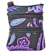 Calla NuPouch Sling Hipster Cross Body Purse Women's Handbag, Purple Paisley (0145)