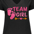 thumbnail image 4 of Inktastic Team Girl Pink Footprints and Arrow Women's Plus Size V-Neck T-Shirt, 4 of 5