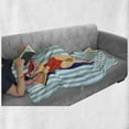 thumbnail image 6 of Vintage Woman Soft Flannel Fleece Throw Blanket, Young Woman Sunbathing at the Beach in Sunny Day Summer Holiday Theme, Cozy Plush for Indoor and Outdoor Use, 70" x 90", Multicolor, by Ambesonne, 6 of 6