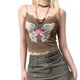 thumbnail image 2 of Tops Cortos Retro Y2K Retro Crop Tops Love Wing Print Lace Mujeres Correa Tank Tops Chaleco (Marrón M) Cgtredaw Para estrenar, 2 of 9