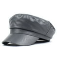thumbnail image 2 of LinYooLi Pi Jun Hat Female Autumn And Winter Alphabet Student Hat Edition Fashion PU Naval Hat High -Speed Sales Tong Hat, 2 of 5