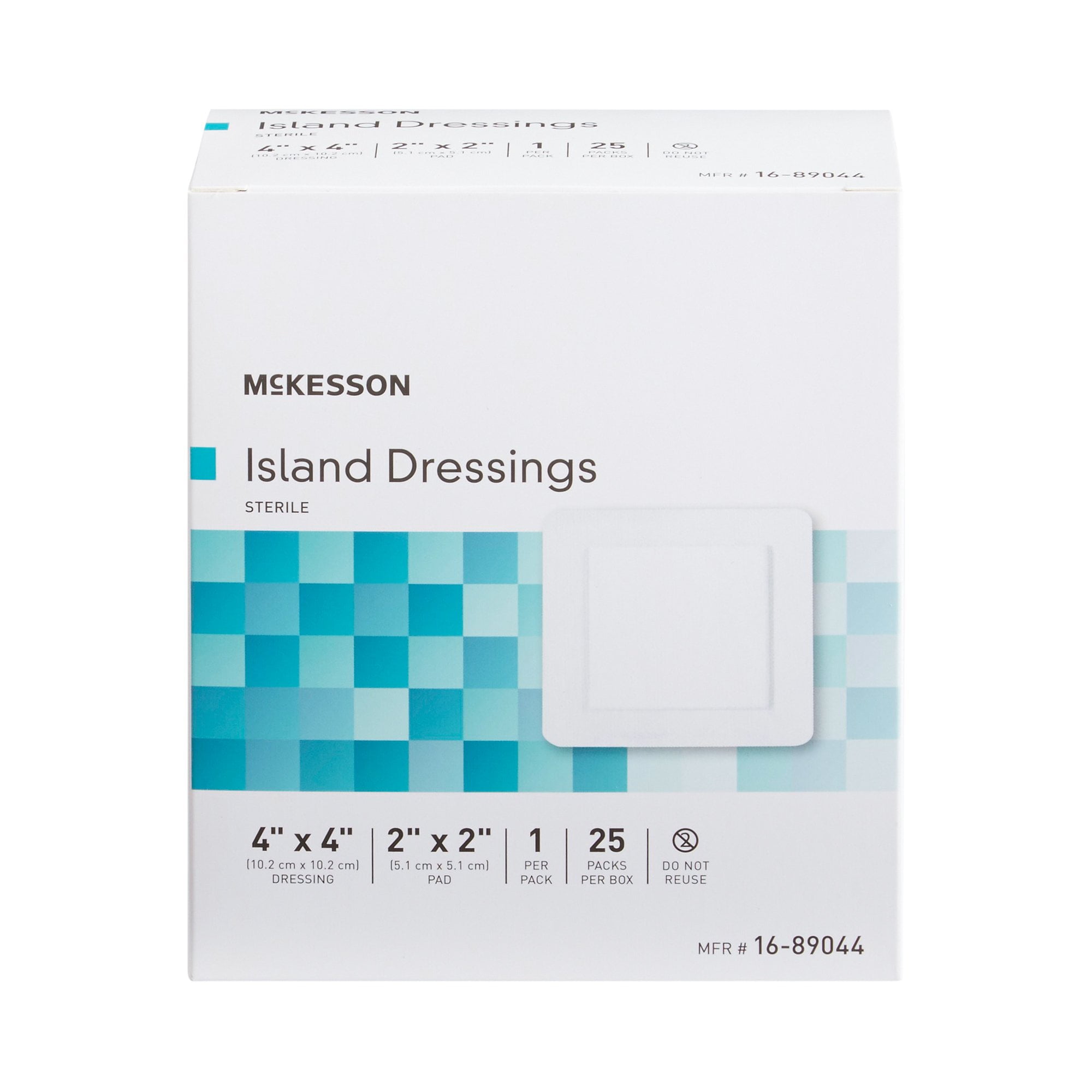 McKesson Island Dressing, Non-Adherent Gauze Pad for Wound Care, 4 in x 4 in, 25 Count, 4 Packs, 100 Total