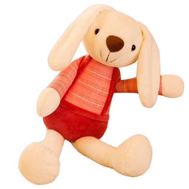 Muñeco de conejito de peluche, suave, 50 cm, dibujos animados, conejo rojo a rayas