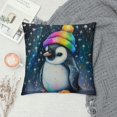 thumbnail image 2 of Orinice Penguin Stars Rainbow Hat Graphic Decorative Throw Pillow Cover for Home Couch Living Room Bed Sofa - Home Decor Pillow Case 1PC 20x20in, 2 of 5