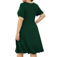 thumbnail image 5 of Tejiojio Summer Dresses for Women Womens Casual Plus Size V-Neck Solid Short Sleeve Boho Dress Swing Dress With Pockets, 5 of 7