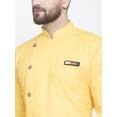 thumbnail image 2 of eloria Indian Traditional Men's Yellow Solid Thread Work Kurta, 2 of 7