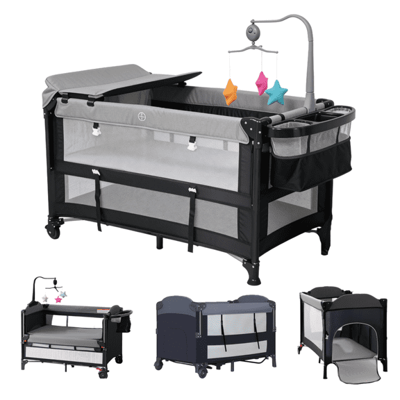 Baby Bassinet & Bedside Sleeper,Portable Infant Crib with Reversible Changing Table for Newborn to Toddlers,Unisex,Gray
