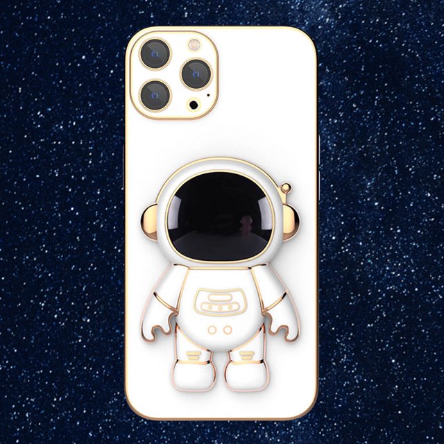 3D Plating Astronaut Hidden Stand Case Cover Cute Astronaut Stand Phone Case para IPhone 12Pro TPU Cover