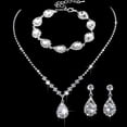 thumbnail image 1 of Conjunto de joyería de boda para novia, pendientes, collar y gota de agua con circonitas y diamantes brillantes, 1 of 6