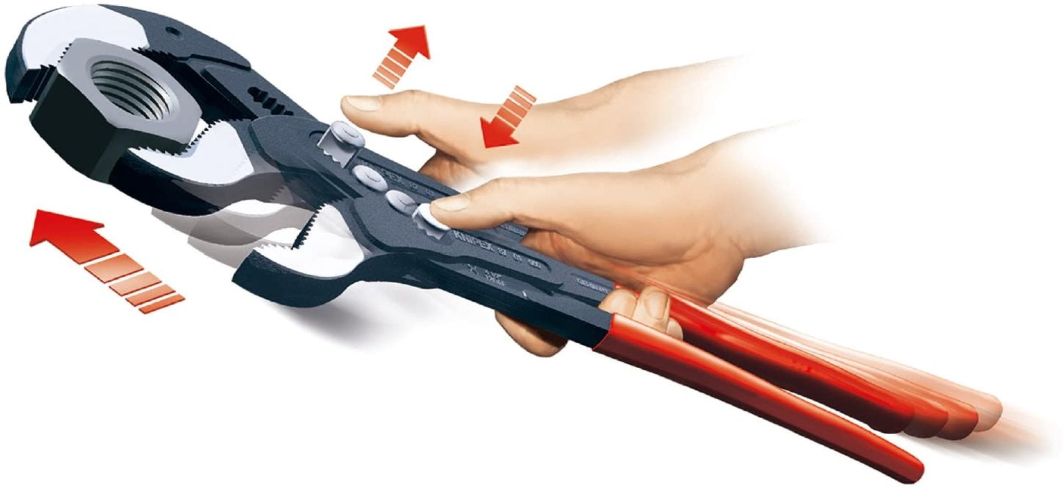 Knipex 22" OAL, 4-1/2" Max Capacity, 20 Position Adjustable Tongue & Groove Pliers