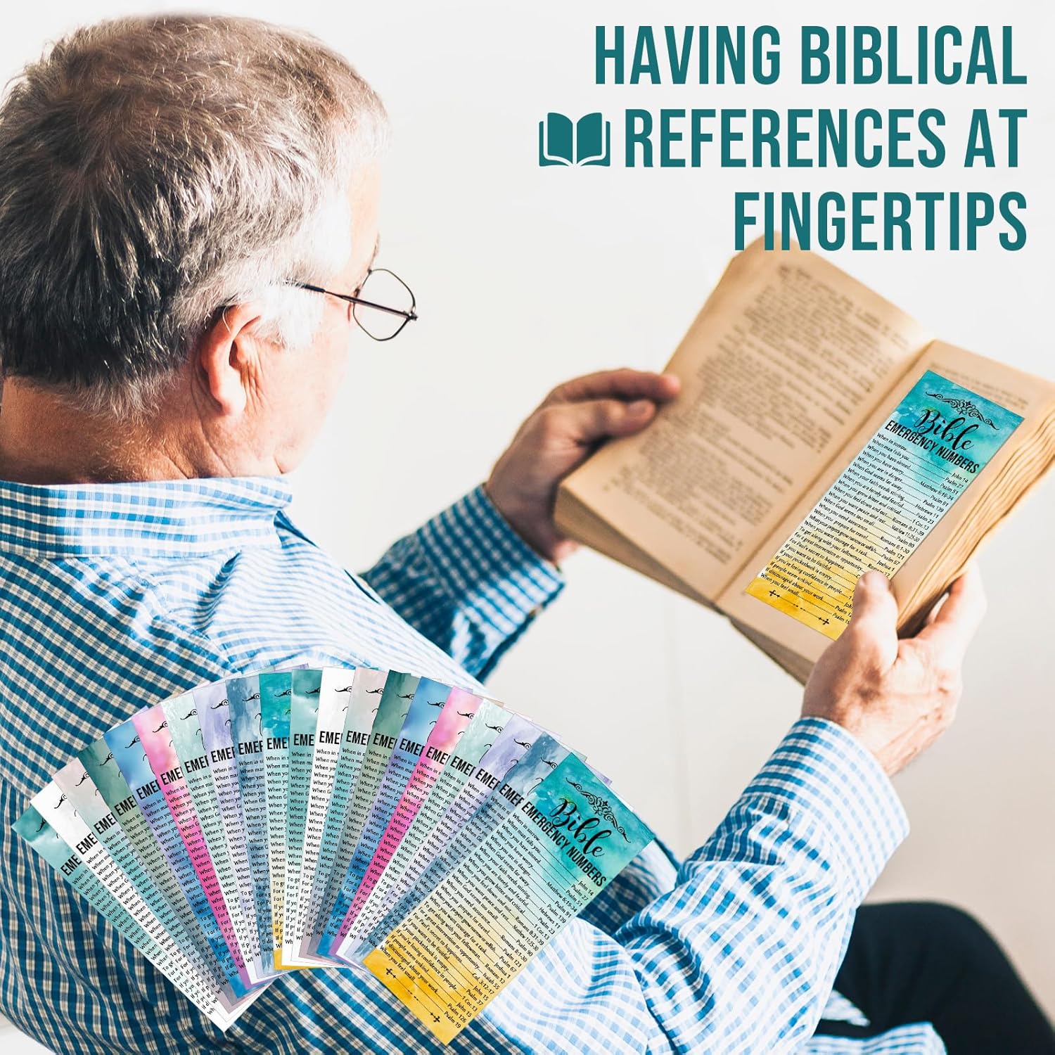 100 Pcs Christian Bible Verse Emergency Numbers Bookmark Christian Church Gift 2.36 x 6'' Religious Books of The Bible Bookmark for Women Men Catholic Retreat Sunday School(Colorful)