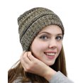 thumbnail image 3 of NYfashion101 Exclusive Unisex Two Tone Warm Cable Knit Thick Slouch Beanie Cap - Taupe/Bk/Gy, 3 of 4