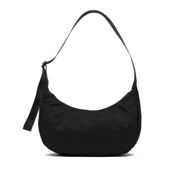 HUISZJ Nylon Crescent Shoulder Bag, Underarm Purse Zipper Clutch Hobos Purse, Adjustable Strap Crescent Shoulder Bag for Travel Commute Work (Black)