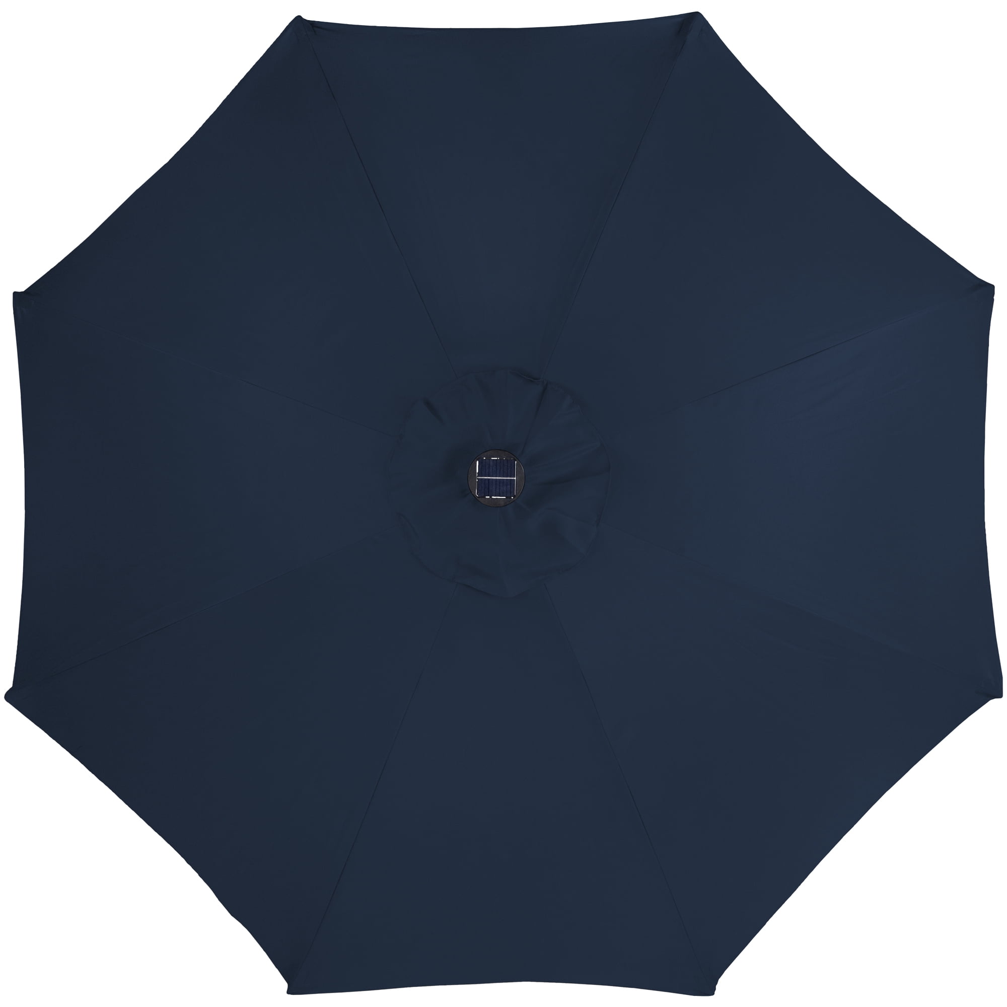 Northlight 9ft Solar Lighted Outdoor Patio Market Umbrella with Hand Crank and Tilt, Navy Blue