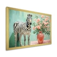thumbnail image 2 of Designart "Floral Zebra in Pink and Green IV" Animals Framed Wall Art Decor - Modern Farmhouse Pink Zebra Entryway Framed Wall Art, 2 of 6