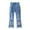 czb# Navy206, variant on Girls Baby Toddler Stylish Flared Denim Pants Embroidered Jeans Elastic Ruffle Waist Raw Fringe Hem Washed Casual Bottoms Relax Fit Fashionable Summer Trousers,Navy,2-3 Years