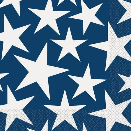 4 Basic Napkins - Stars & Stripes 4th of July Paper Luncheon Napkins, 6.5in, 32ct