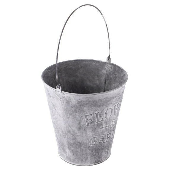 LABSERRON Flower Pot Metal Bucket Grey For Garden Tool 1Pack