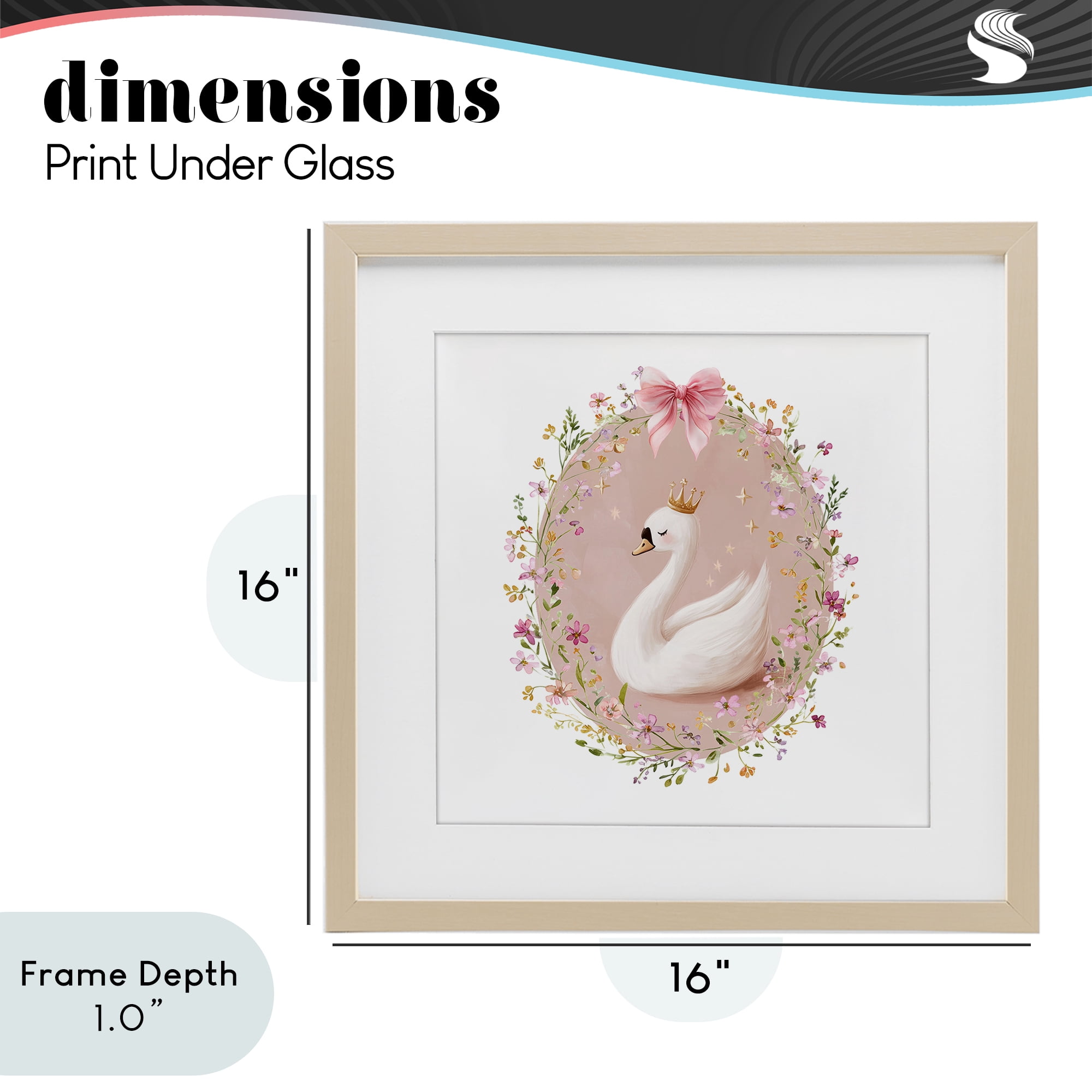 Stupell Industries Queen Swan with Florals Birch Framed Print Under Glass, design by Christine Simpson Art