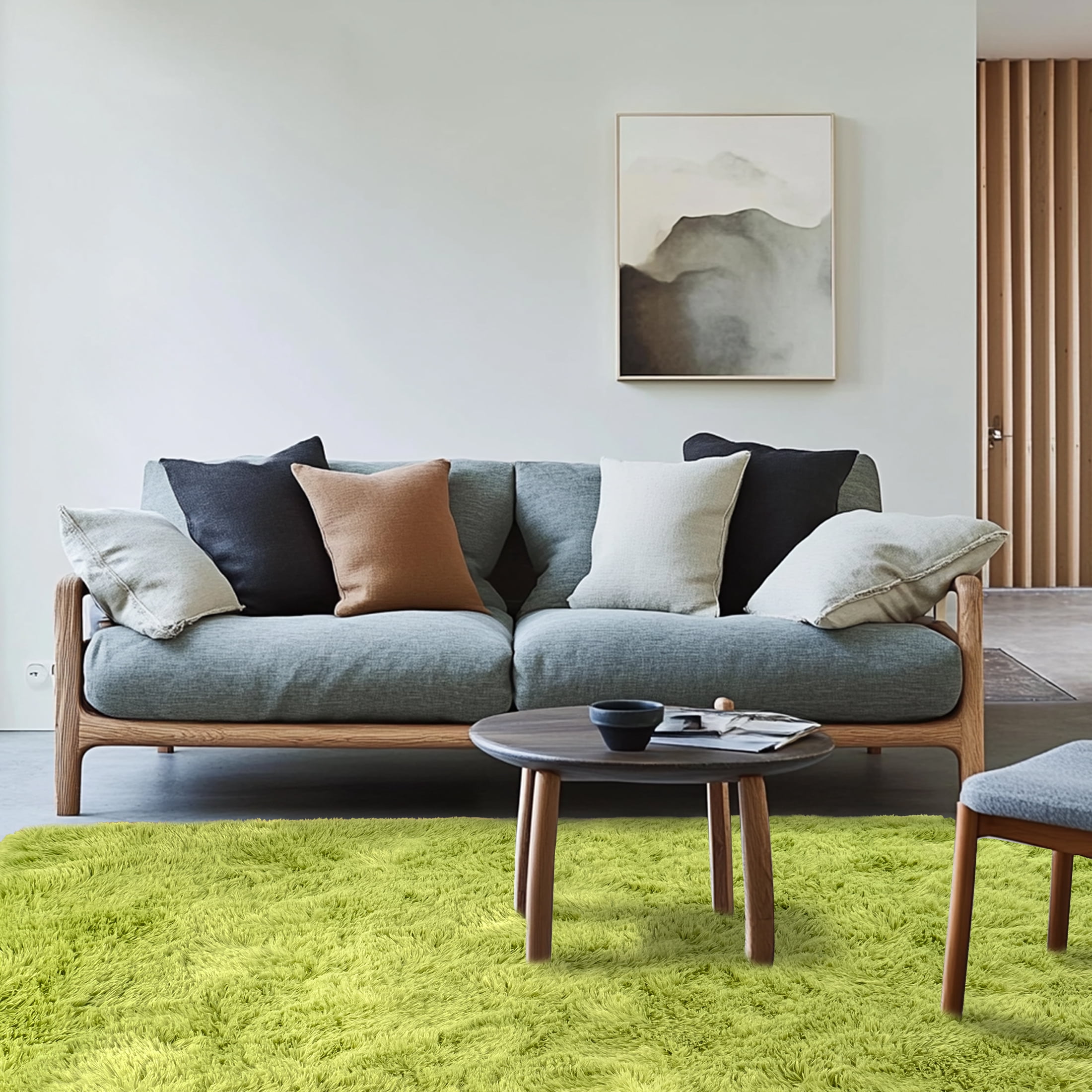 Socofuz Soft Fluffy Rugs for Bedroom, Non-Skid Modern Nursery Faux Fur Carpet for Living Room Home Decor, 6x9ft, Grass Green