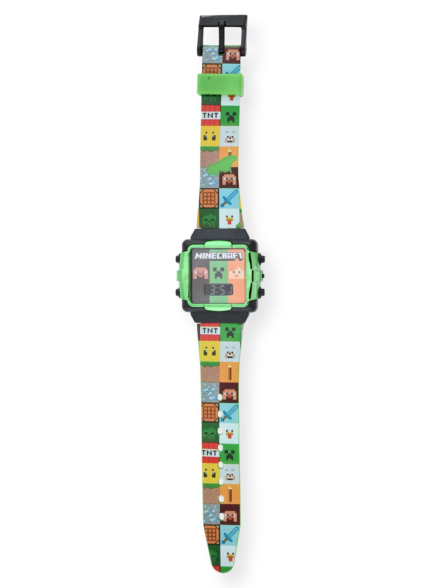 Minecraft Kids Flashing Lights LCD Watch with Printed Strap