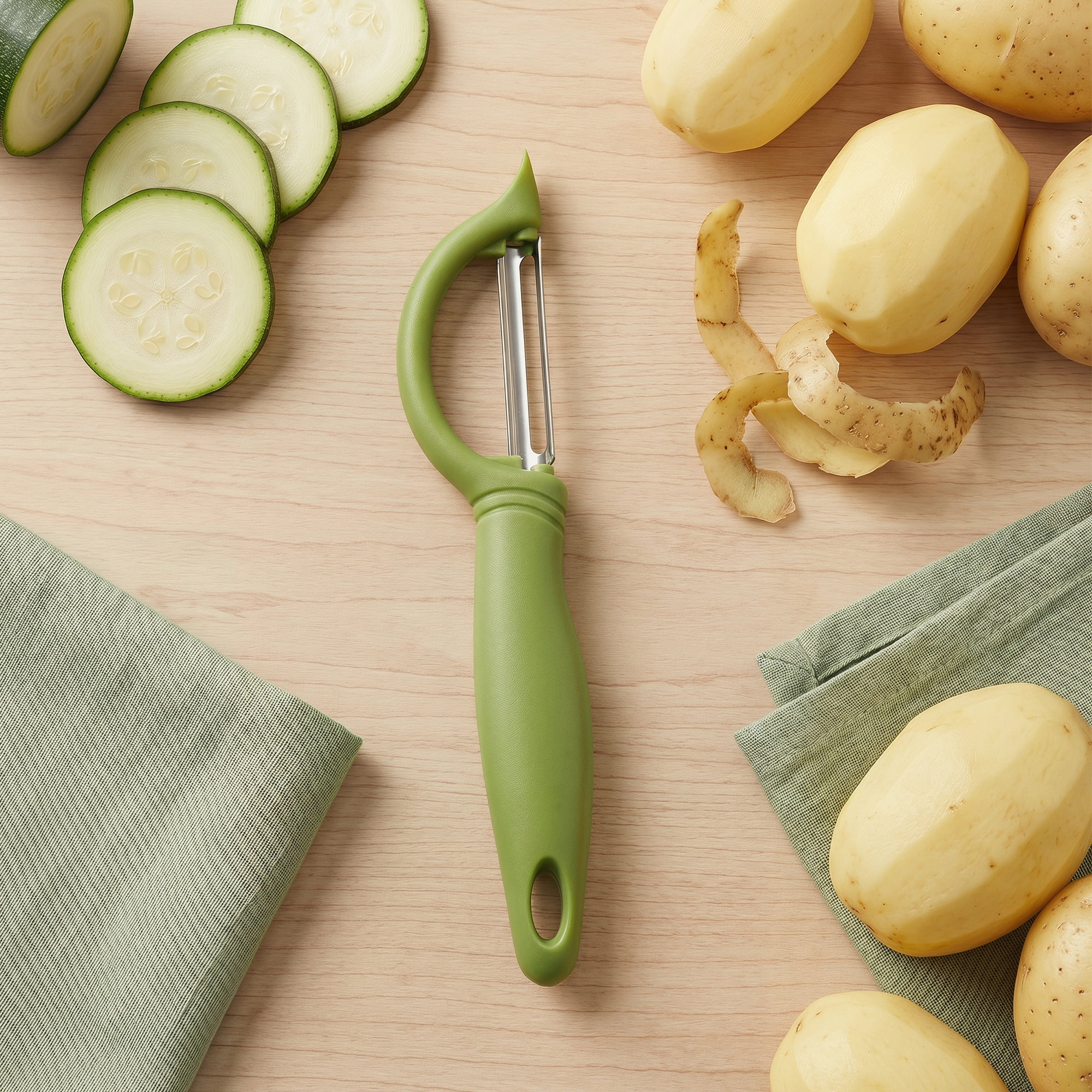 Unique Bargains Plastic Durable Potato Peeler with Ergonomic Handle Olive 7.1x1.3 inch
