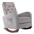 thumbnail image 5 of Rocking Chair Nursery , Velvet  Glider Rocker with Rubber Wood Legs and Side Storage Bag, Accent Armchair for Living Room, Reading Room, Bedroom, Grey, 5 of 8