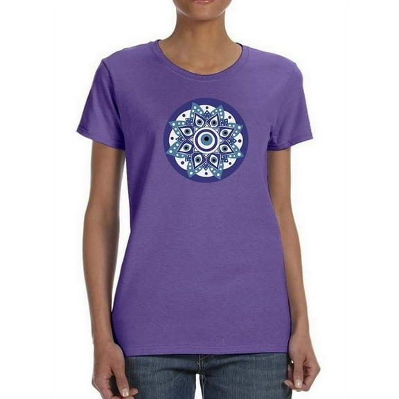 Nazar Eye Lotus Mandala Wt Shaped T-Shirt Women -Image by Shutterstock, Female Small