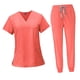 thumbnail image 5 of Conjunto de uniforme médico para mujer, traje de trabajo de enfermería, pantalones superiores de enfermera con cintura elástica Rojo naranja, 5 of 8