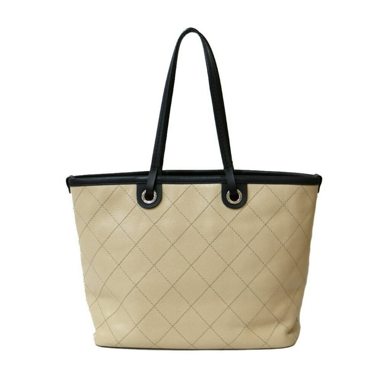 Chanel Quilted Leather Wild Stitch Tote in Black Tote Bag at