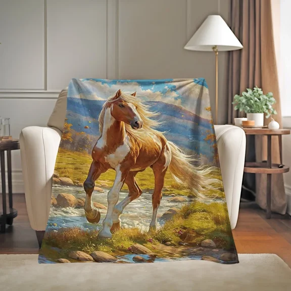 Horse Lightweight Warm Ultra Soft Flannel Blanket