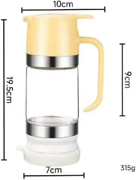 2026 Upgrade Honey Dispenser No Drip with Base, 12OZ Glass Honey Jar pot with Handle, Multi-Purpose Syrup Dispenser for Pancakes, Coffee, Tea, Salad & Simple Syrup (Yellow)
