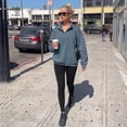 thumbnail image 4 of SUNBS Half Button Pullover Sweatshirt for Women Fall Oversized Casual Fleece Tops with Stand Collar, 4 of 9