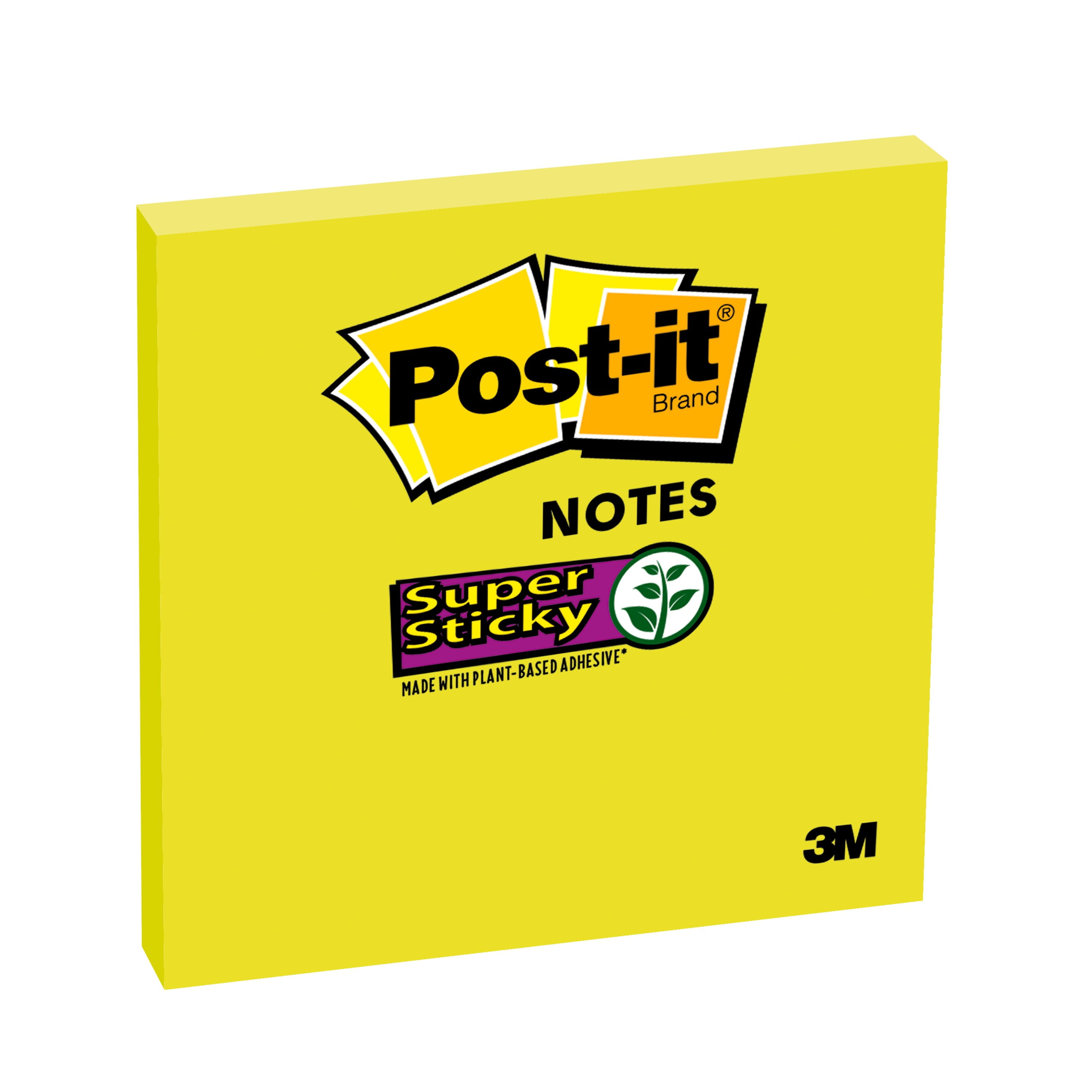 Postit Super Sticky Notes, 3" x 3", Neon Green, 1 Pad