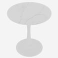 thumbnail image 2 of 27.6-inch white coffee table, mid-century modern style dining table, suitable for 2-4 people, featuring a round white-veined marble tabletop, perfect for various settings., 2 of 9