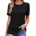 thumbnail image 2 of Womens Tops Women 2025 Spring Short Sleeve Shirts Blouses Casual Business Pleated Work Tshirts Shirts for Women, 2 of 6