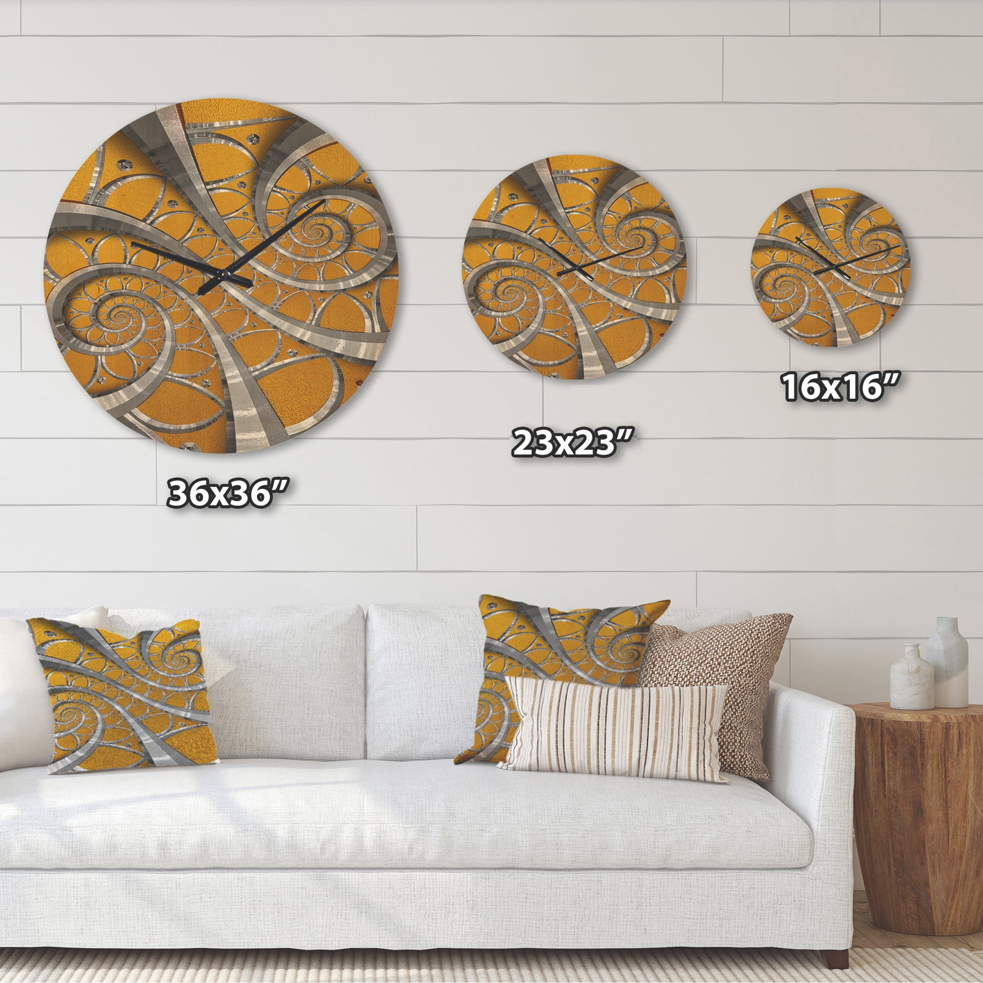 Designart 'Antique Style Time Spiral I' Modern Wood Wall Clock