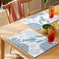 thumbnail image 4 of Navy Blue Coastal Placemats Set of 12 Summer Lobster Coral Nautical Place Mats Indoor Wipeable Table Mats Washable Cloth Dining Table Placemats for Kitchen Holiday Party Home Decor 13x19 Inch, 4 of 9