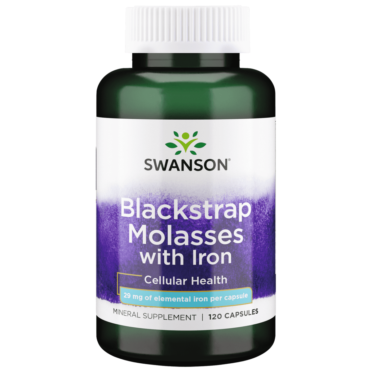 Swanson Blackstrap Molasses with Iron Capsules, 29 mg, 120 Count