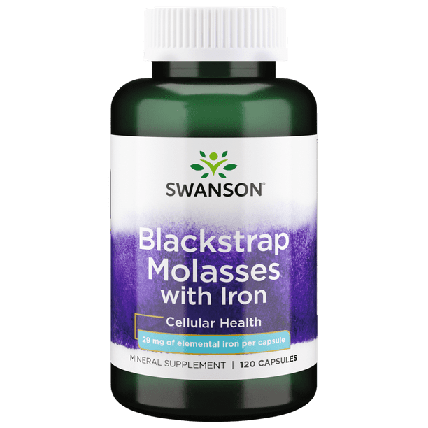 Swanson Blackstrap Molasses with Iron Capsules, 29 mg, 120 Count