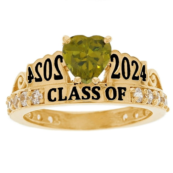 JackAni 10k Yellow Gold Simulated Peridot August Birthstone Gorgeous 2025 Graduation Ring - Size 5.00