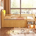 thumbnail image 2 of Euroco Wood Twin Bed with Drawers and LED Light, Natural, 2 of 12