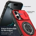 thumbnail image 5 of Case for iPhone 16 Plus with Rotating Metal Stand, MagSafe Magnetic Wireless Charging,Sliding camera casing,Shockproof Dropproof Tough Rugged Protective Case Cover,Red,For iPhone 16 Plus, 5 of 7